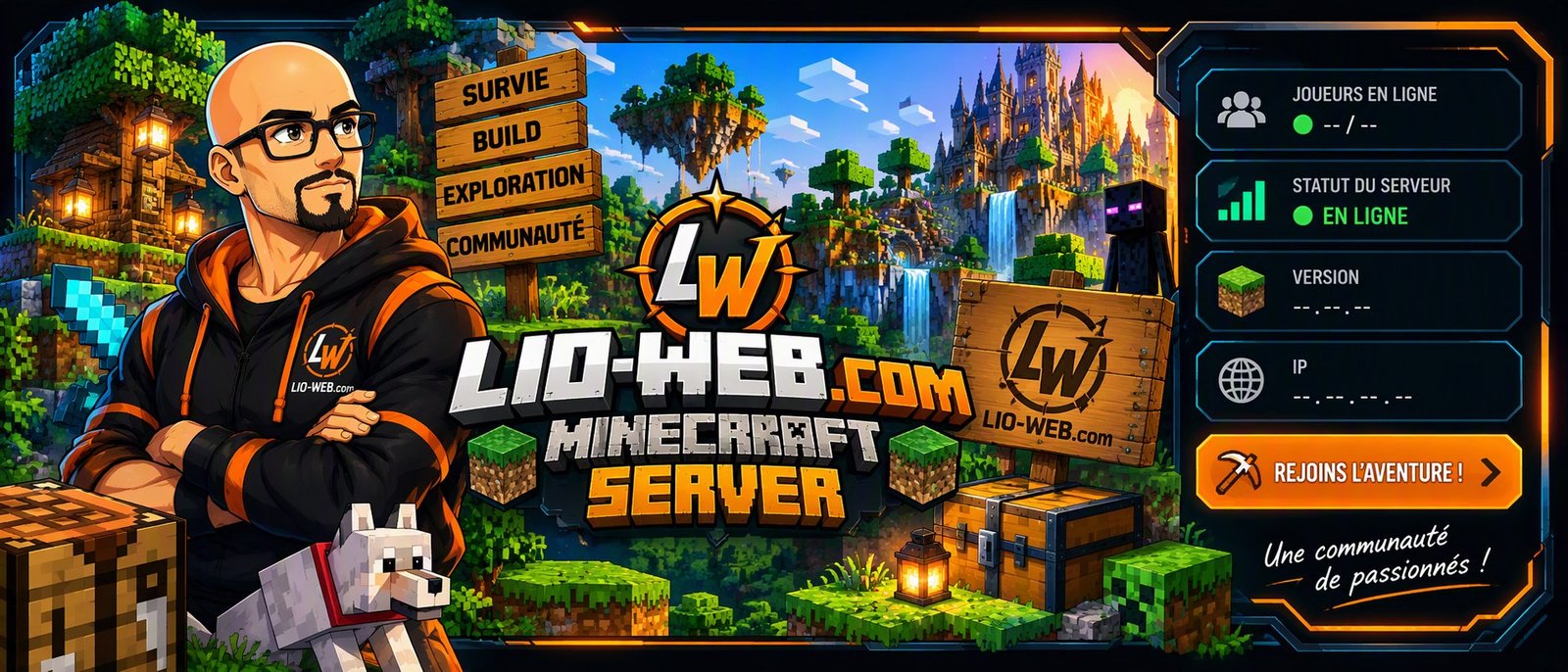 Bannière du serveur Minecraft Lio Web
