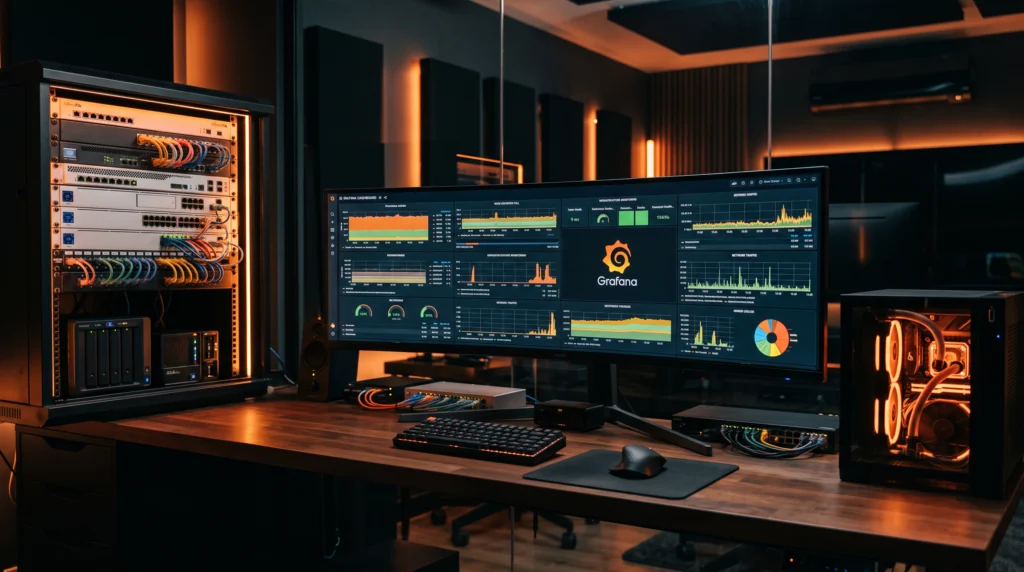 Grafana Raspberry Pi : tableau de bord de supervision réseau avec graphiques CPU, RAM et trafic