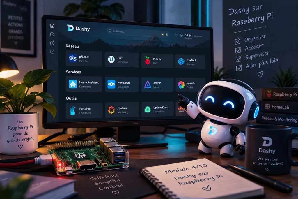 Dashy Raspberry Pi : tableau de bord avec widgets pfSense, Grafana et Uptime Kuma pour superviser son réseau domestique